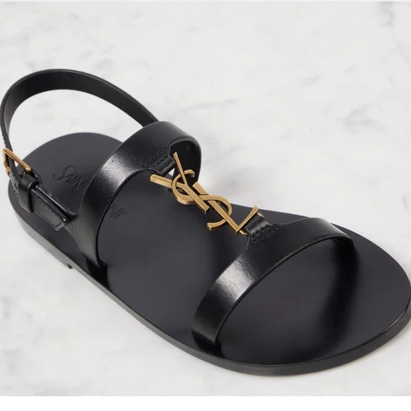 SAINT LAURENT Cassandra YSL logo leather thong sandals - Picture 4 of 5